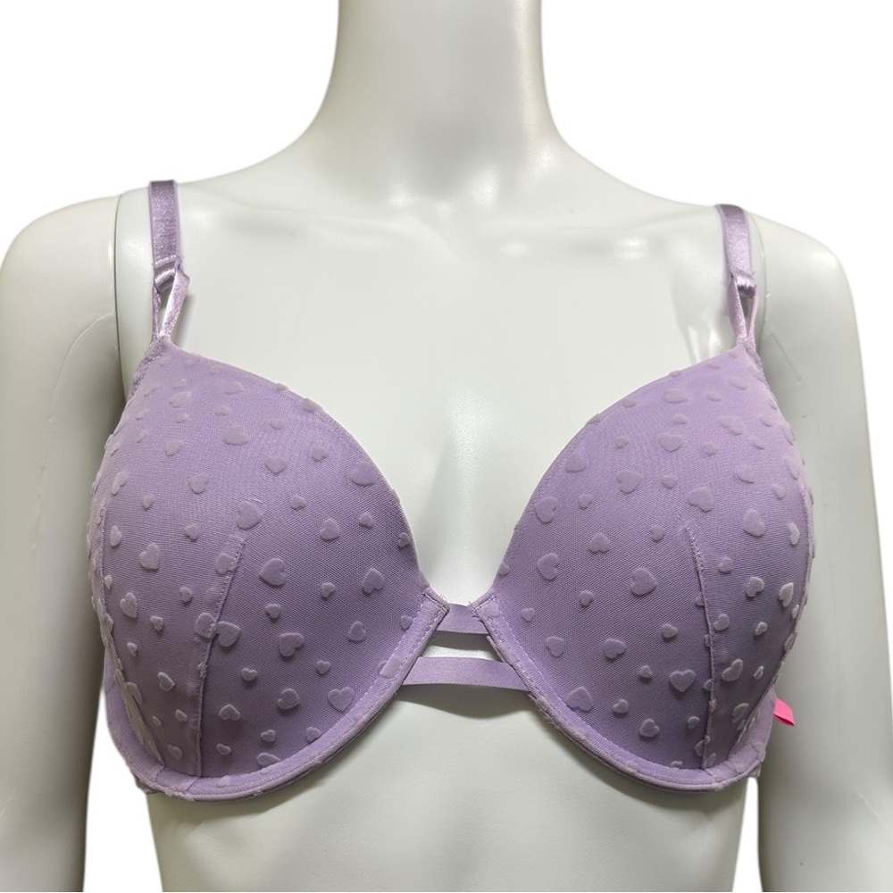 Victoria's Secret Lightly Lined Purple Heart Pattern Demi Bra Size 36D